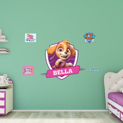 Paw Patrol: Skye Jumping Personalized Name Icon        - Officially Licensed Nickelodeon Removable     Adhesive Decal