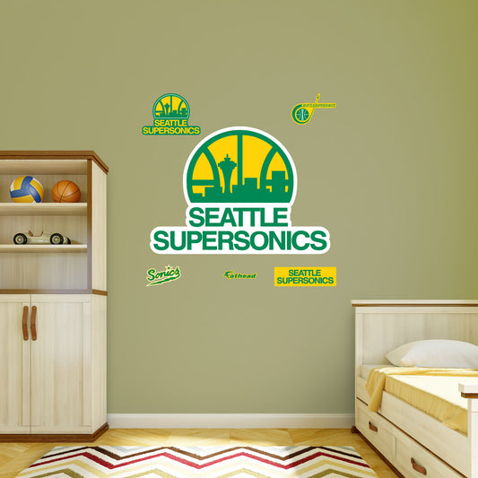 Seattle Supersonics:  1980's Classic Logo        - Officially Licensed NBA Removable     Adhesive Decal