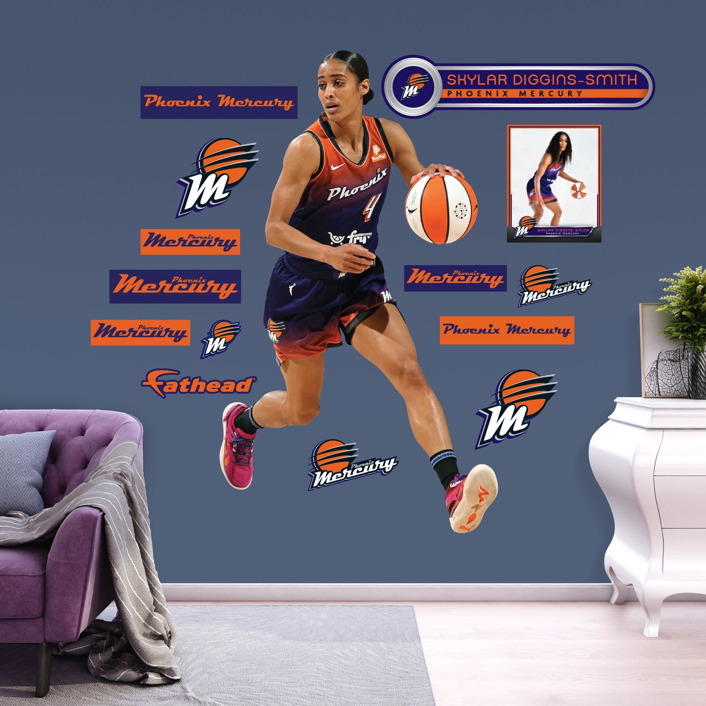 Phoenix Mercury: Skylar Diggins-Smith         - Officially Licensed WNBA Removable     Adhesive Decal