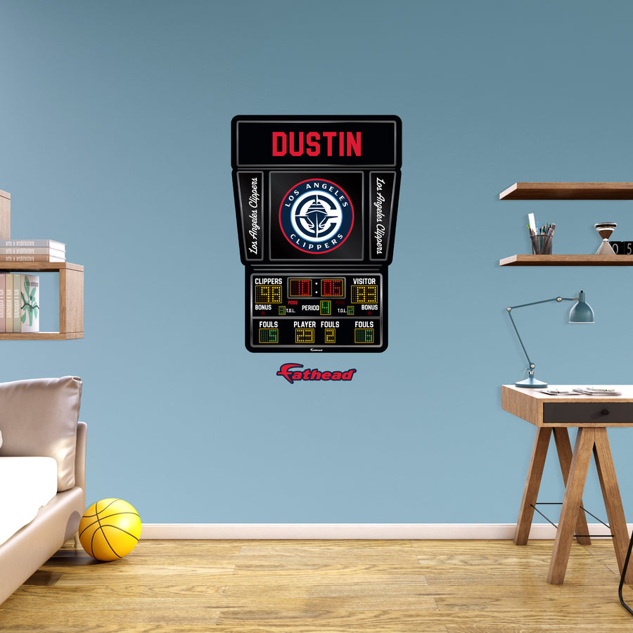 Los Angeles Clippers - Scoreboard Graphic - With Personalized Name - Official NBA - Vinyl Transfer Decal