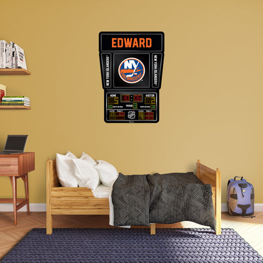 New York Islanders: Scoreboard Personalized Name        - Officially Licensed NHL Removable     Adhesive Decal
