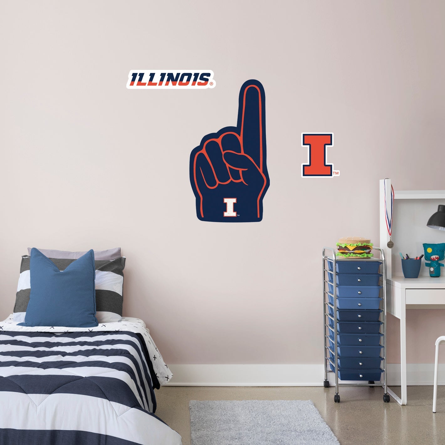 Illinois Fighting Illini:    Foam Finger        - Officially Licensed NCAA Removable     Adhesive Decal