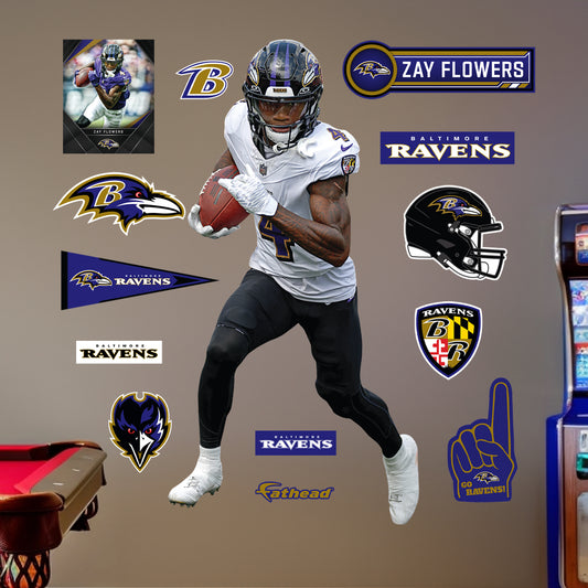 Baltimore Ravens: Zay Flowers         - Officially Licensed NFL Removable     Adhesive Decal