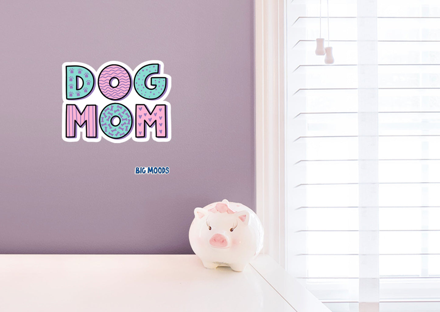 Dog Mom Green and Pink        - Officially Licensed Big Moods Removable     Adhesive Decal