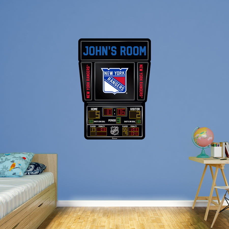 New York Rangers - Scoreboard Graphic - With Personalized Name - Official NHL - Vinyl Transfer Decal