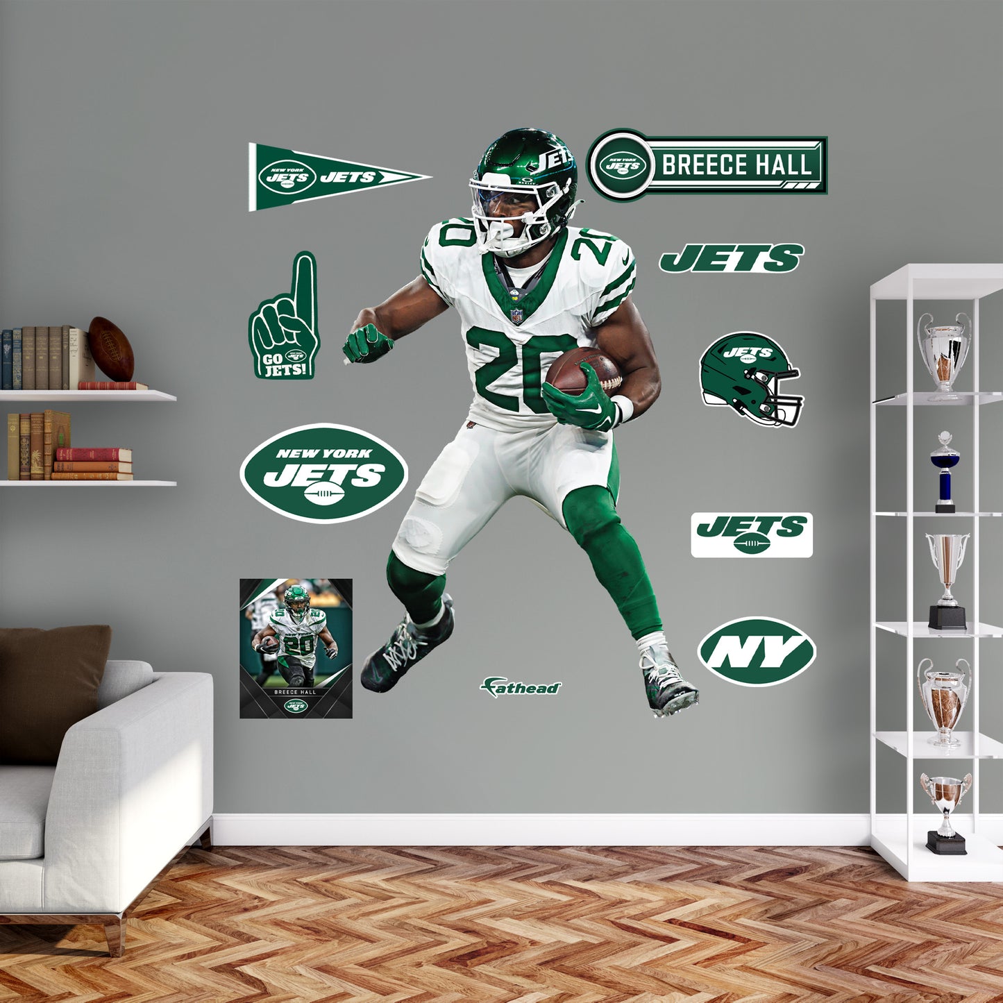 New York Jets: Breece Hall Throwback        - Officially Licensed NFL Removable     Adhesive Decal