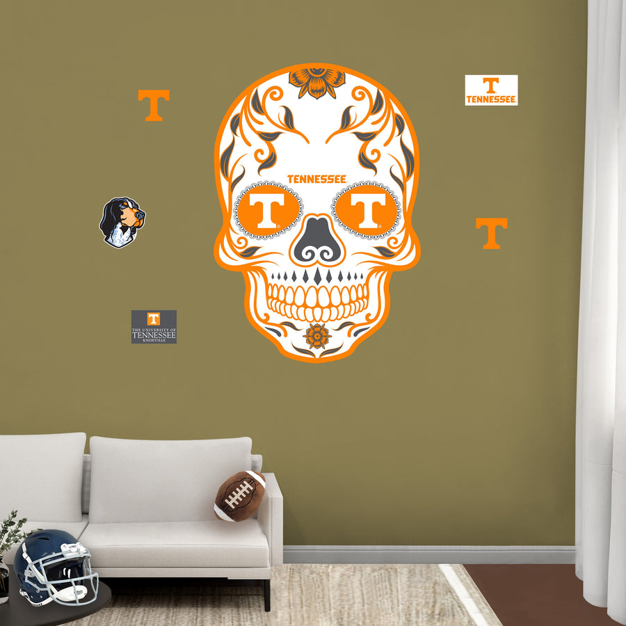 Tennessee Volunteers - RealBig Sugar Skull Collection - Official NCAA - Reusable Vinyl Wall Decals
