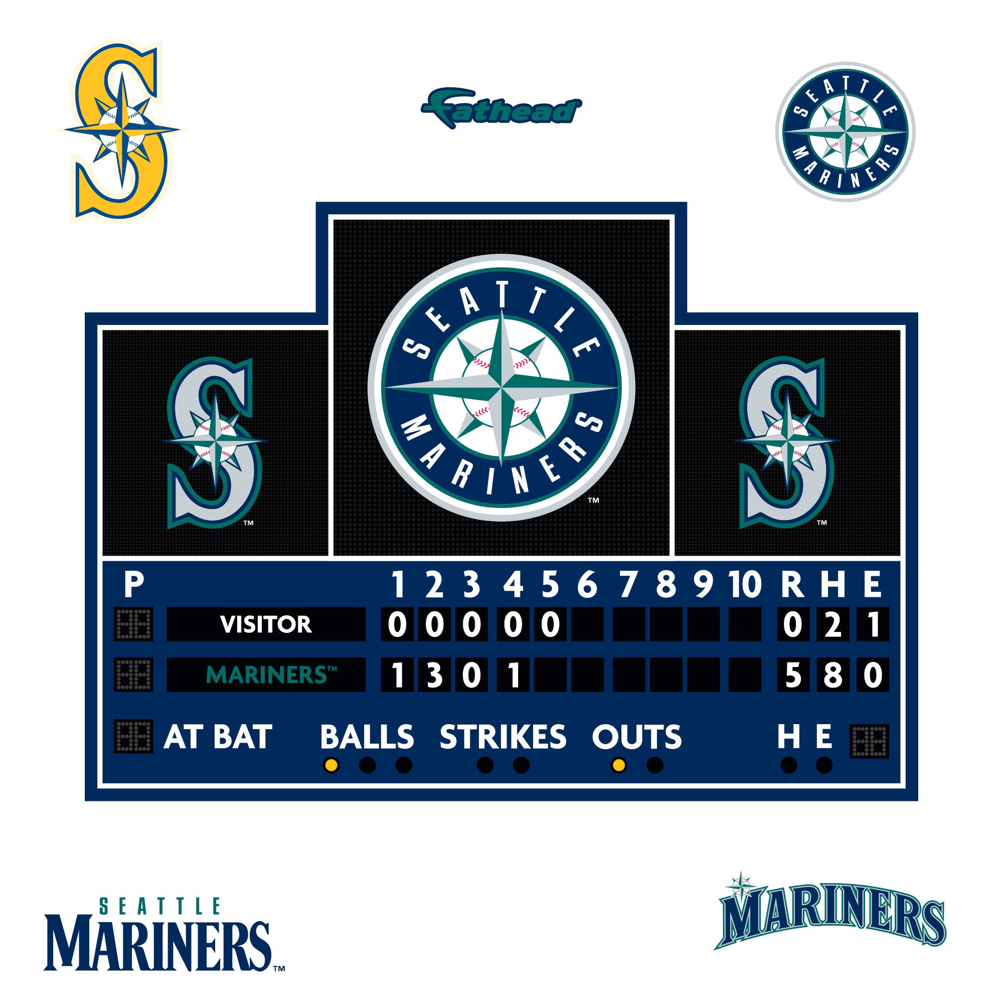 Mariners Sidebar Seattle Mariners - RealBig Scoreboard Collection - Official MLB - Reus ...