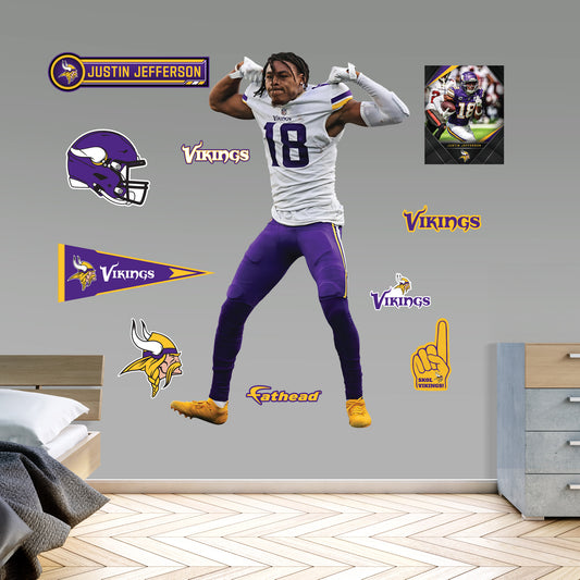 Minnesota Vikings: Justin Jefferson Flex        - Officially Licensed NFL Removable     Adhesive Decal