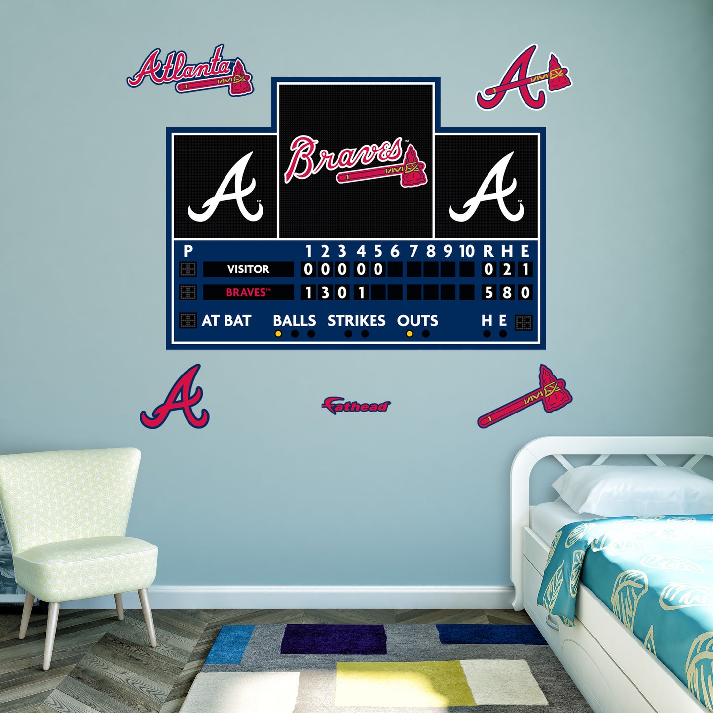 Atlanta Braves:  Scoreboard        - Officially Licensed MLB Removable     Adhesive Decal