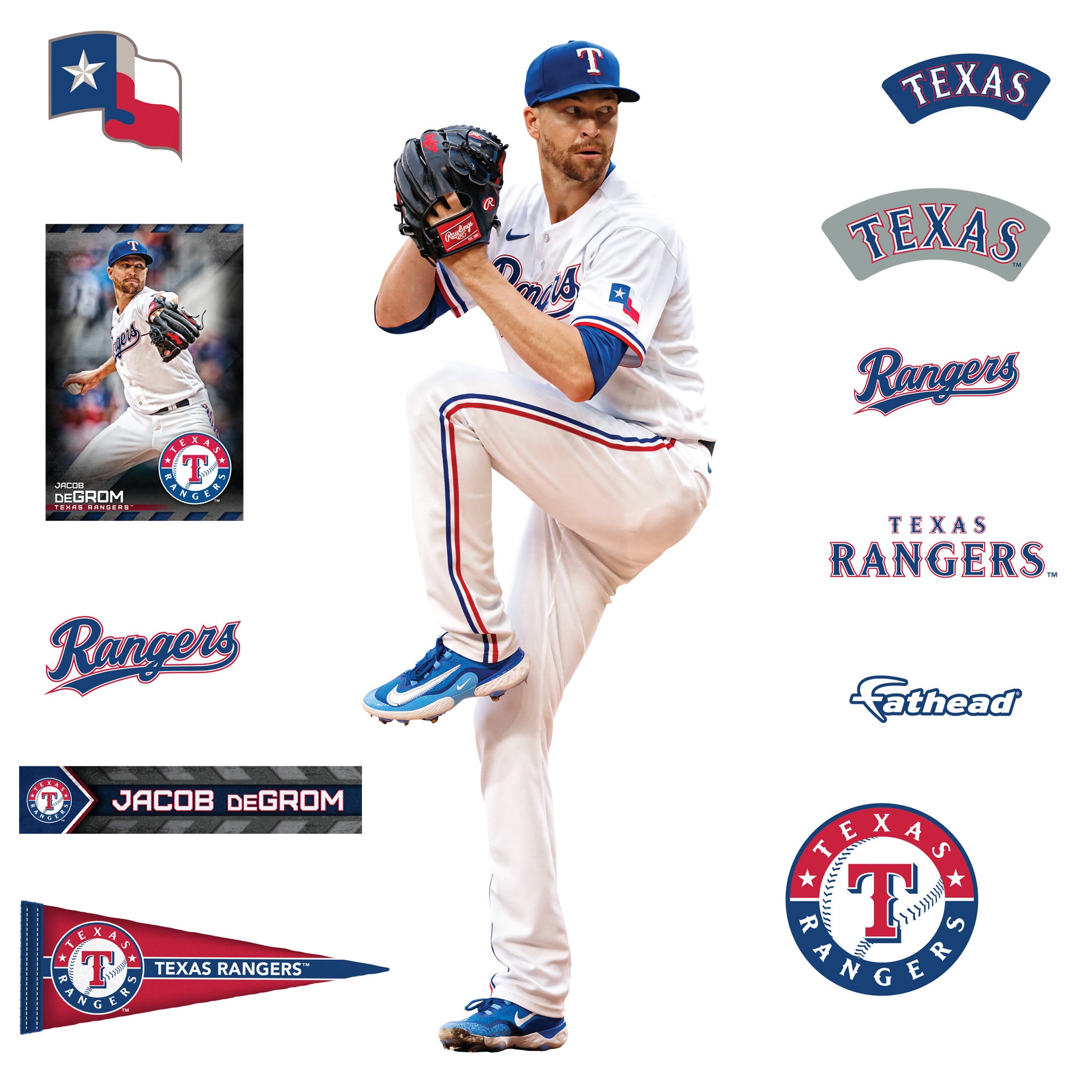 Texas Rangers: Jacob deGrom 2023 - Officially Licensed MLB Removable  Adhesive Decal
