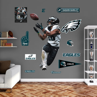 Philadelphia Eagles - RealBig Saquon Barkley Catch Collection - Official NFL - Reusable Vinyl Wall Decals