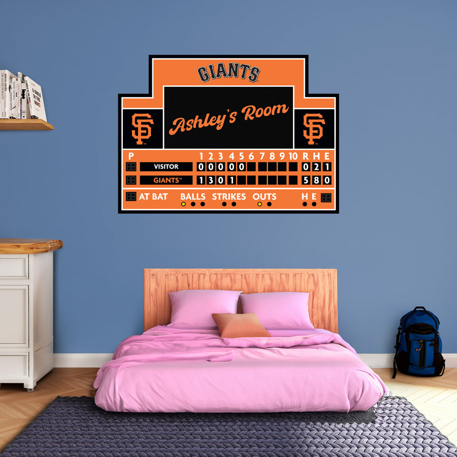 San Francisco Giants - Scoreboard Graphic - With Personalized Name - Official MLB - Vinyl Transfer Decal