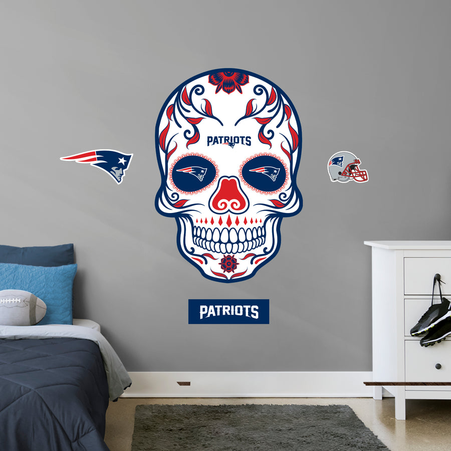 New England Patriots - RealBig Skull Collection - Official NFL - Reusable Vinyl Wall Decals