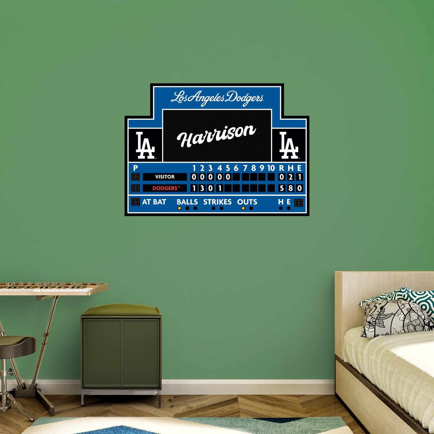 Los Angeles Dodgers: Scoreboard Personalized Name        - Officially Licensed MLB Removable     Adhesive Decal
