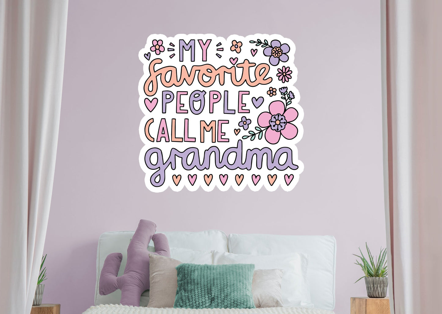 My Favorite People Call Me Grandma Floral        - Officially Licensed Big Moods Removable     Adhesive Decal