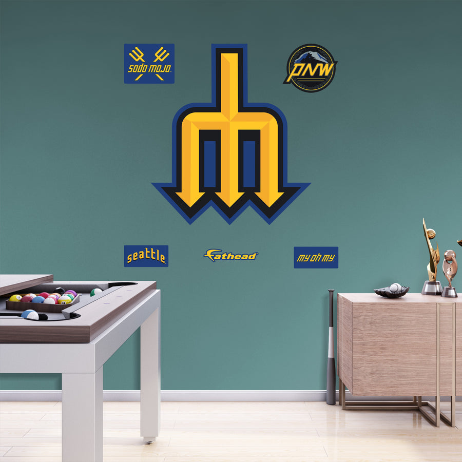 Seattle Mariners - RealBig City Connect Logo Collection - Official MLB - Reusable Vinyl Wall Decals