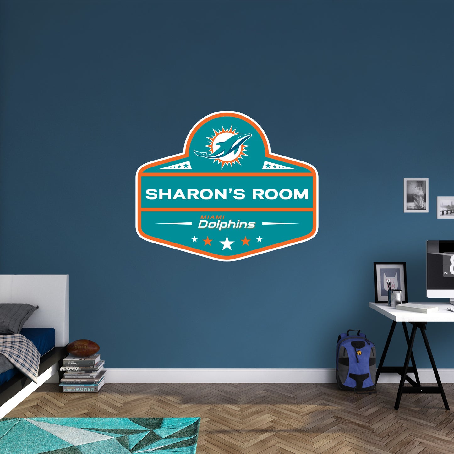 Miami Dolphins:   Badge Personalized Name        - Officially Licensed NFL Removable     Adhesive Decal