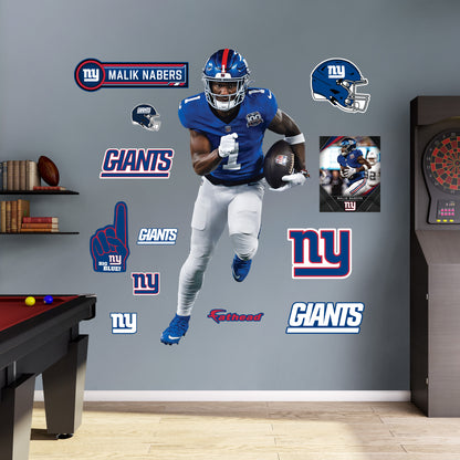 New York Giants - RealBig Malik Nabers Collection - Official NFL - Reusable Vinyl Wall Decals