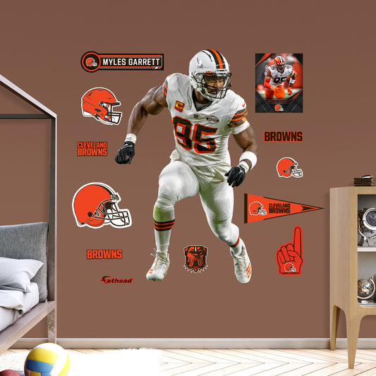 Cleveland Browns: Myles Garrett White-Out        - Officially Licensed NFL Removable     Adhesive Decal