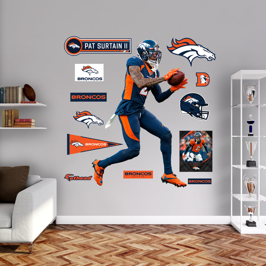 Pat Surtain II - RealBig Interception Collection - Official NFL - Denver Broncos - Reusable Vinyl Wall Decals