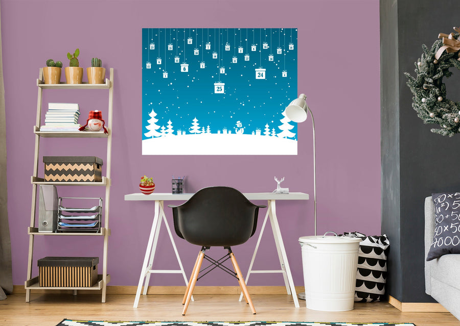 Christmas:  Blue Holiday Calendar Dry Erase        -   Removable     Adhesive Decal