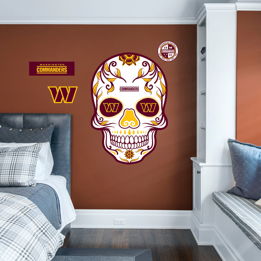 Washington Commanders - RealBig Skull Collection - Official NFL - Reusable Vinyl Wall Decals