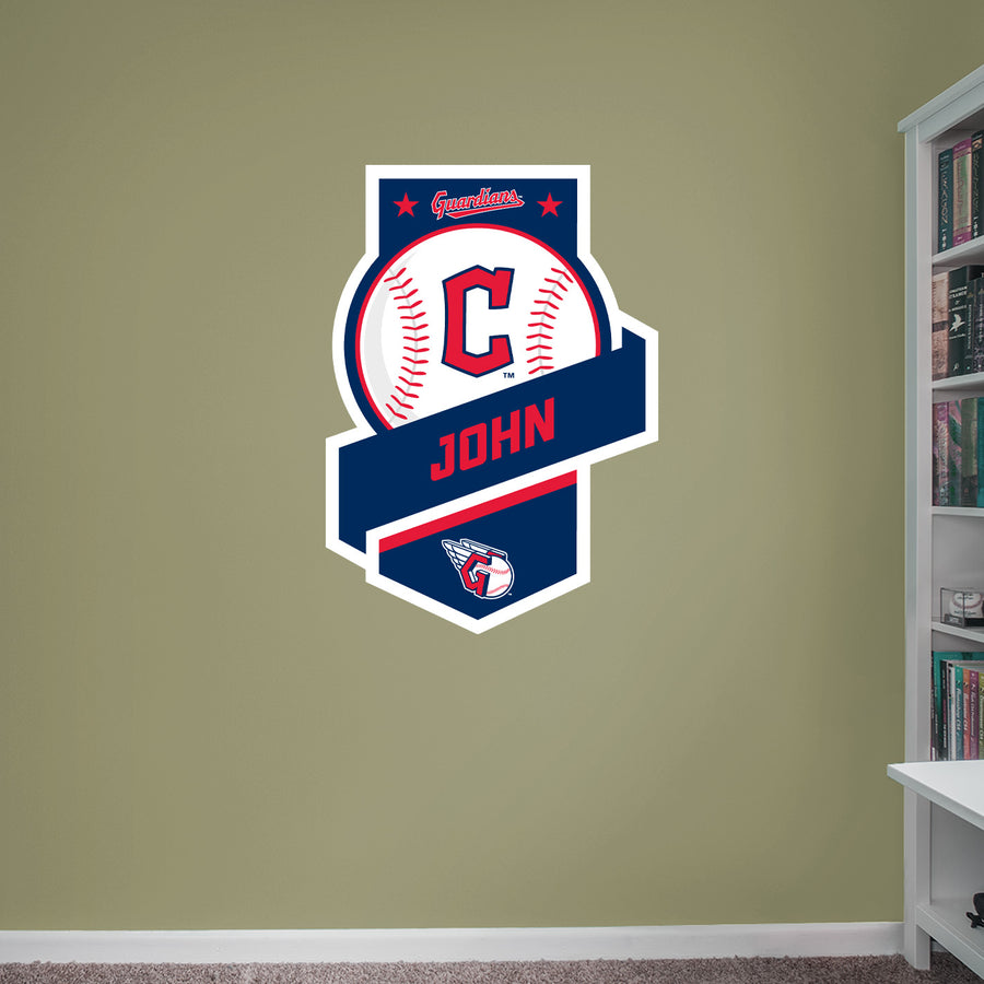 Cleveland Guardians - Banner Badge - With Personalized Name - Official MLB - Vinyl Transfer Decal