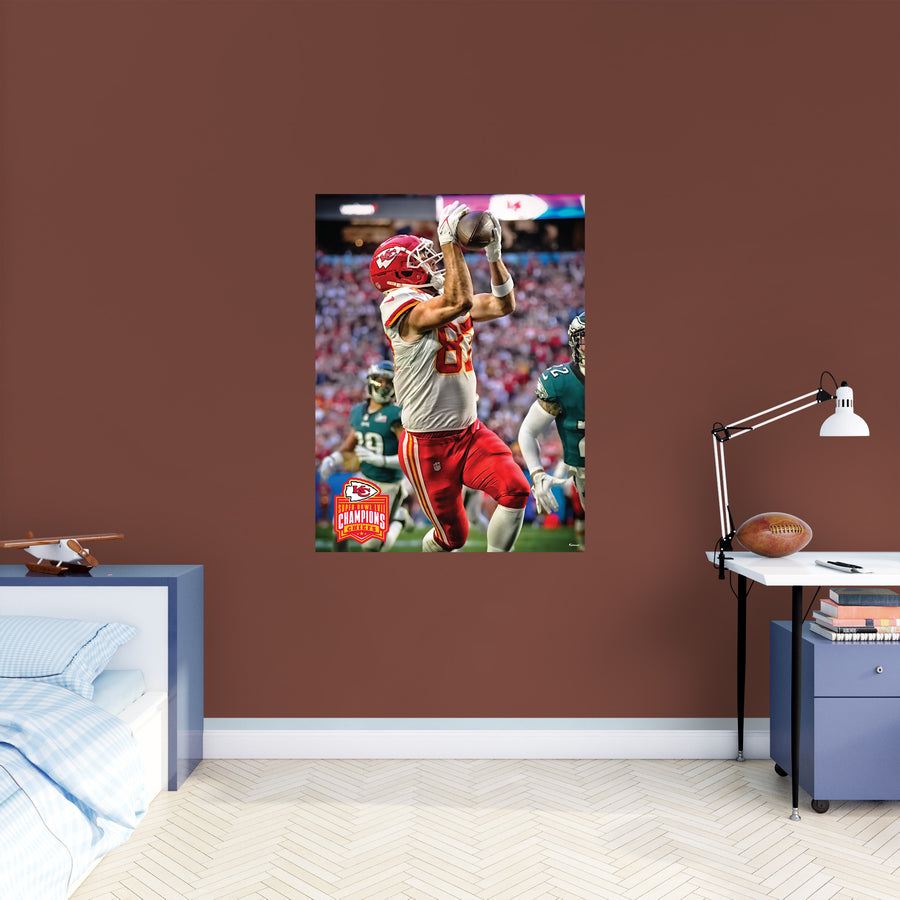 Travis Kelce - Super Bowl LVII TD Catch - Peel & Stick Poster - Official NFL - Kansas City Chiefs - Reusable Vinyl Wall Decal