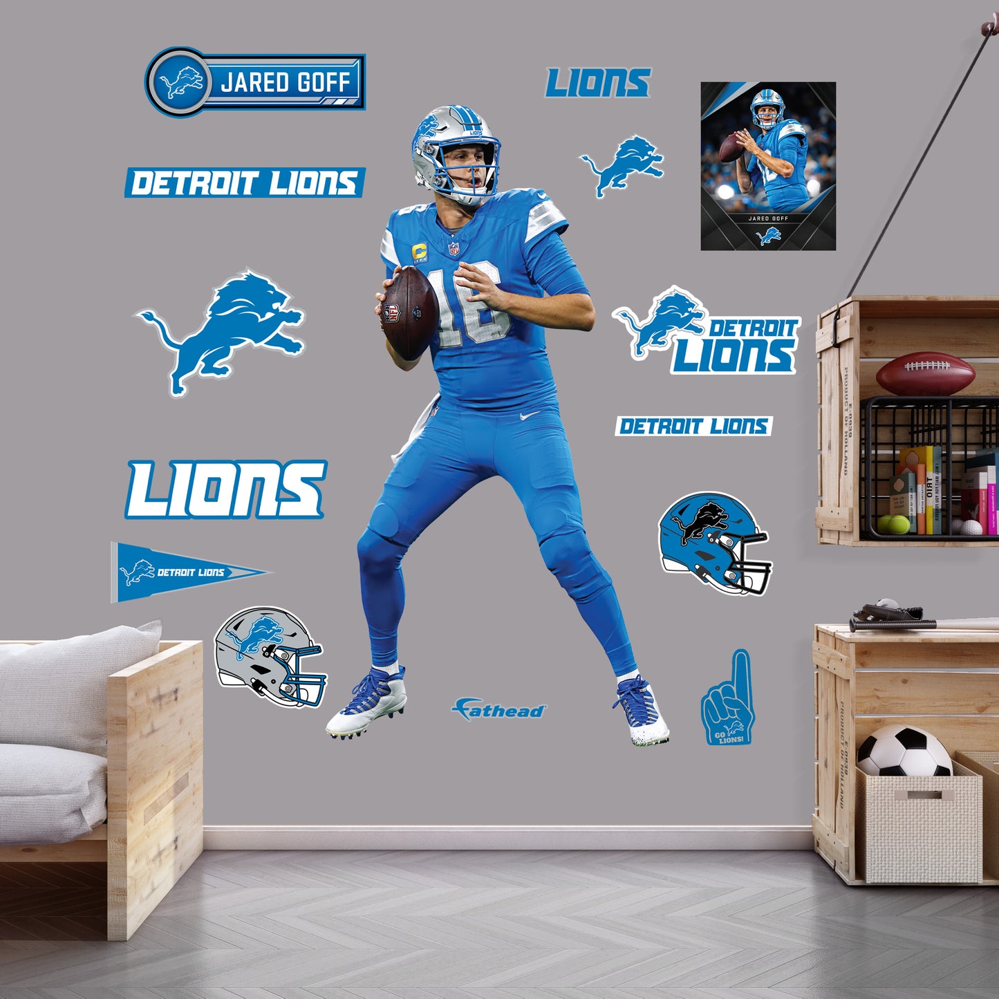 Jared Goff - RealBig Collection - Official NFL - Detroit Lions - Reusable Vinyl Wall Decals #2