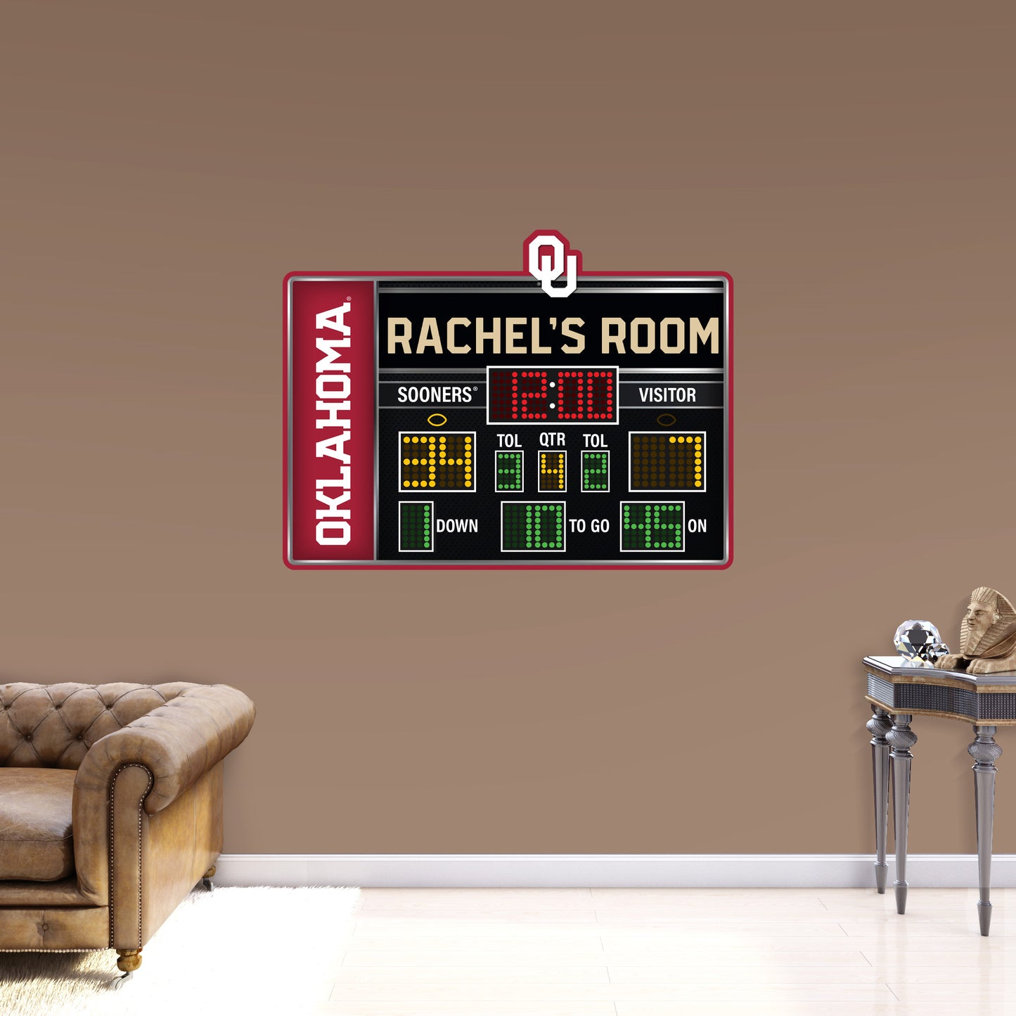 Oklahoma Sooners:  2023 Football Scoreboard Personalized Name        - Officially Licensed NCAA Removable     Adhesive Decal