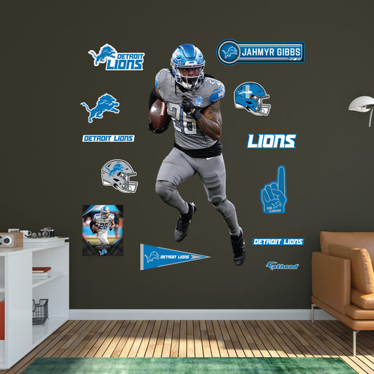 Detroit Lions: Jahmyr Gibbs Color Rush        - Officially Licensed NFL Removable     Adhesive Decal