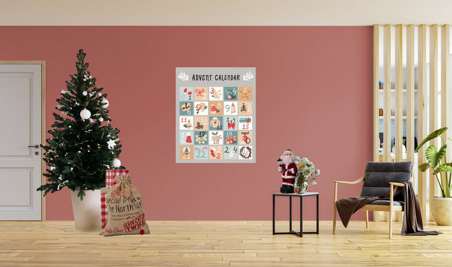 Christmas:  Advent Calendar Dry Erase        -   Removable     Adhesive Decal