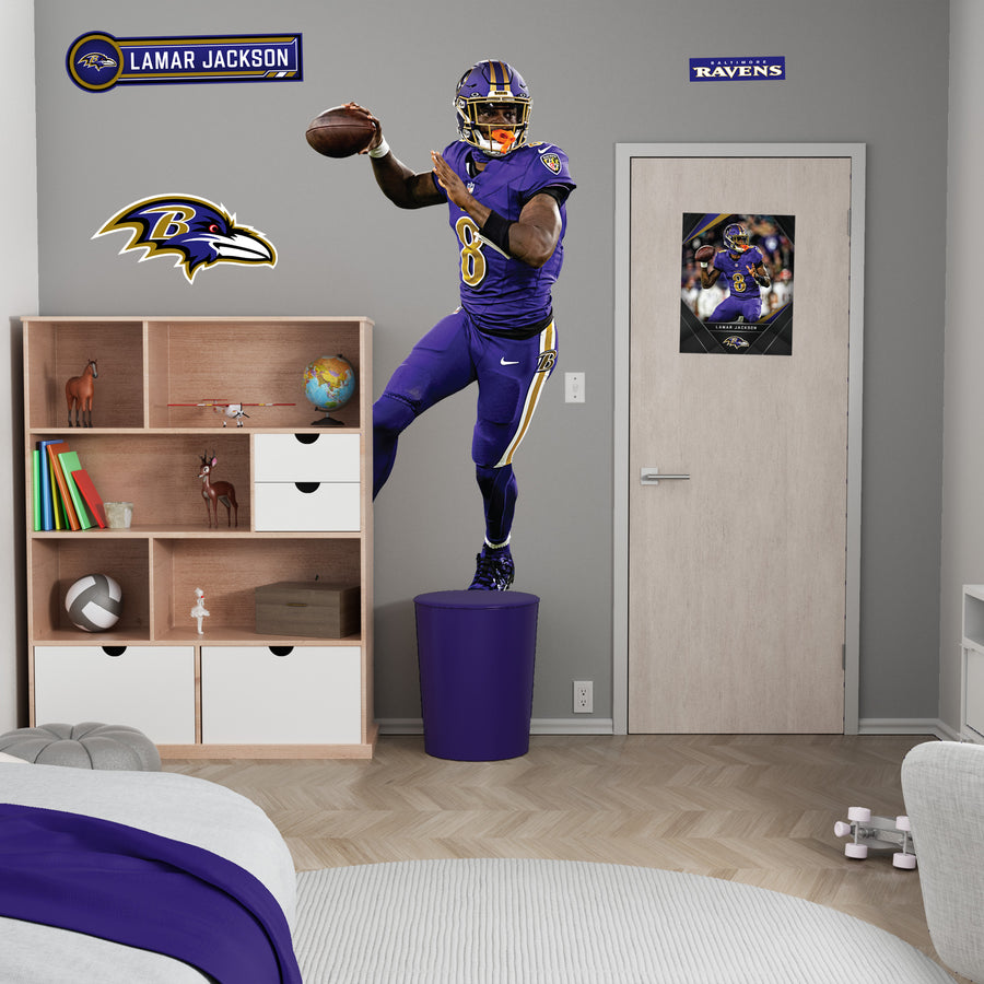 Lamar Jackson - Realbig Matte Purple Collection - Official NFL - Baltimore Ravens - Reusable Vinyl Wall Decals