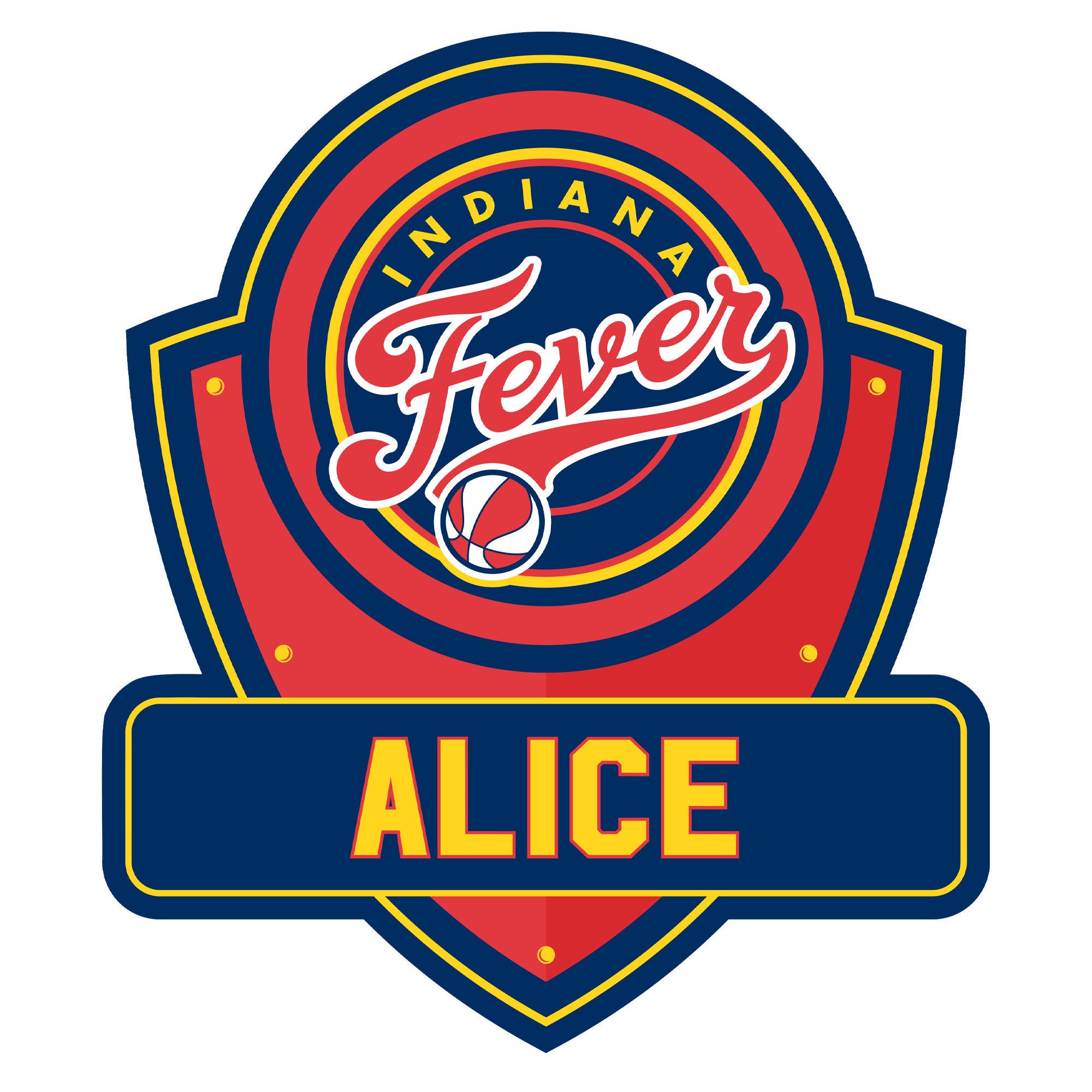 Indiana Fever - Badge - With Personalized Name - Official WNBA - Vinyl ...
