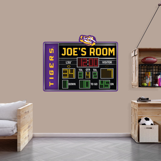 LSU Tigers:   Football Scoreboard Personalized Name        - Officially Licensed NCAA Removable     Adhesive Decal