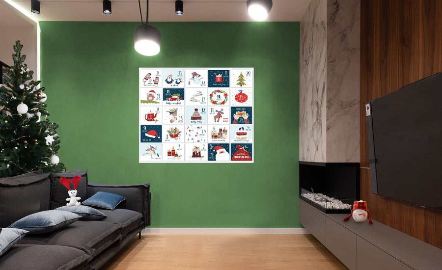 Christmas: Two Penguins Calendar Dry Erase        -   Removable     Adhesive Decal
