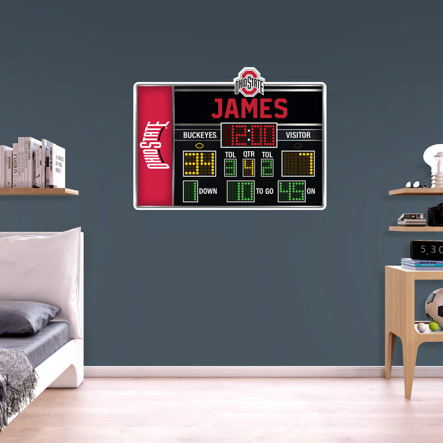 Ohio State Buckeyes - Football Scoreboard Graphic - With Personalized Name - Official NCAA - Vinyl Transfer Decal