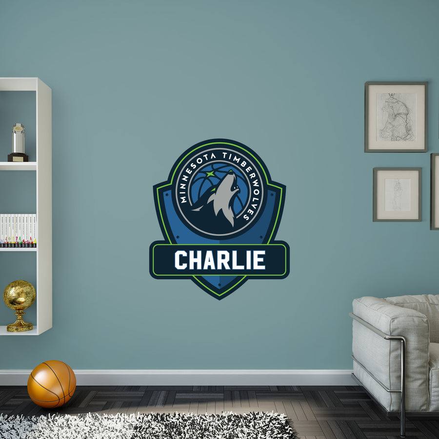 Minnesota Timberwolves - Badge - With Personalized Name - Official NBA - Vinyl Transfer Decal