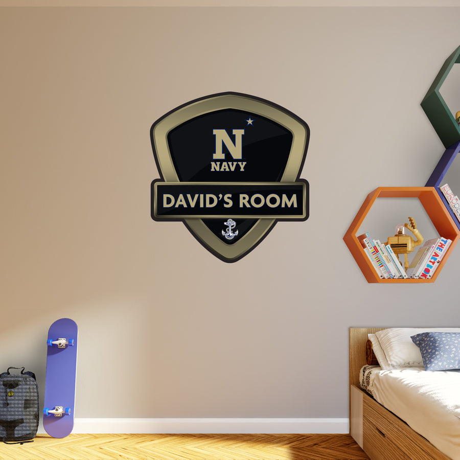 Navy Midshipmen - Badge - With Personalized Name - Official NCAA - Vinyl Transfer Decal