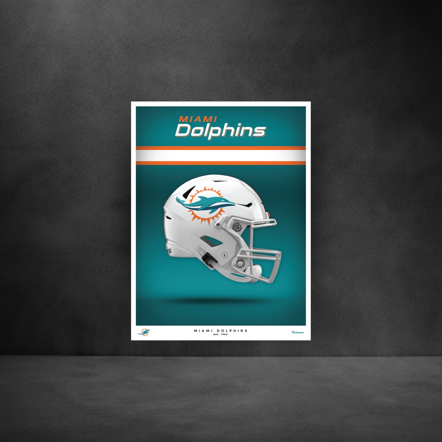 Miami Dolphins - Helmet Series - Peel & Stick Poster - Official NFL - Reusable Vinyl Wall Decal