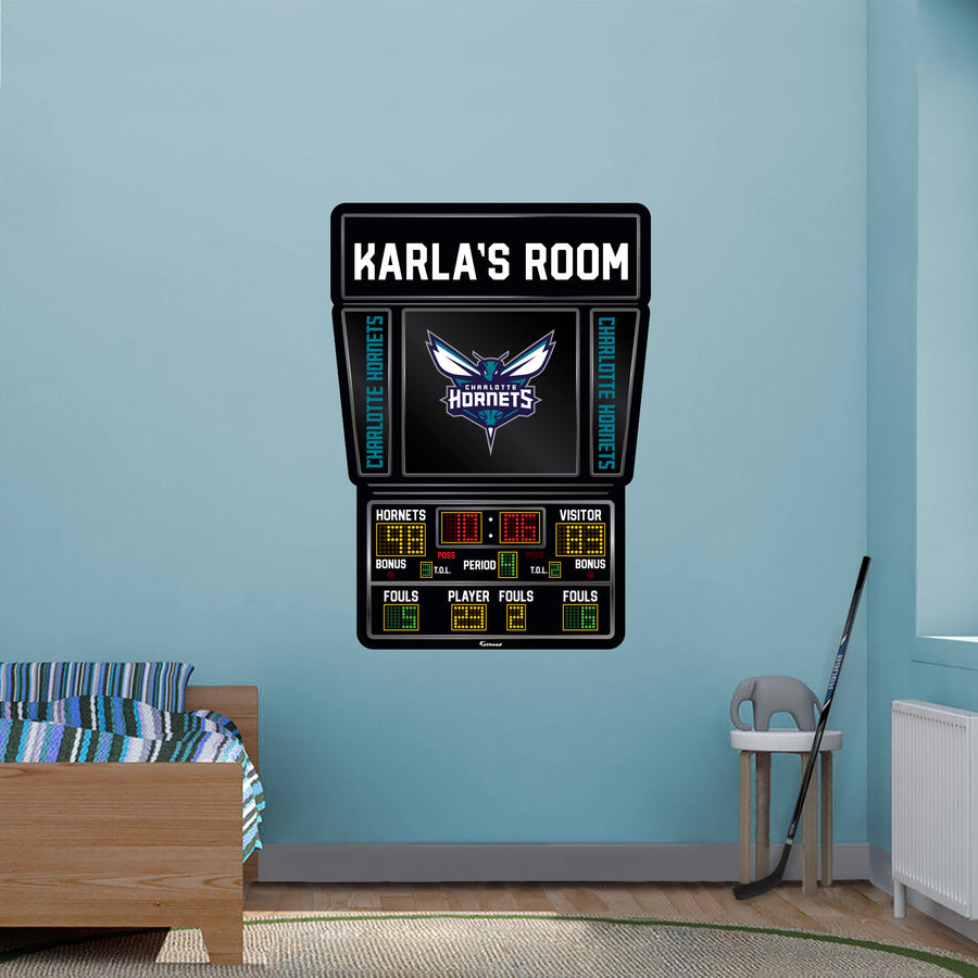 Charlotte Hornets - Scoreboard Graphic - With Personalized Name - Official NBA - Vinyl Transfer Decal