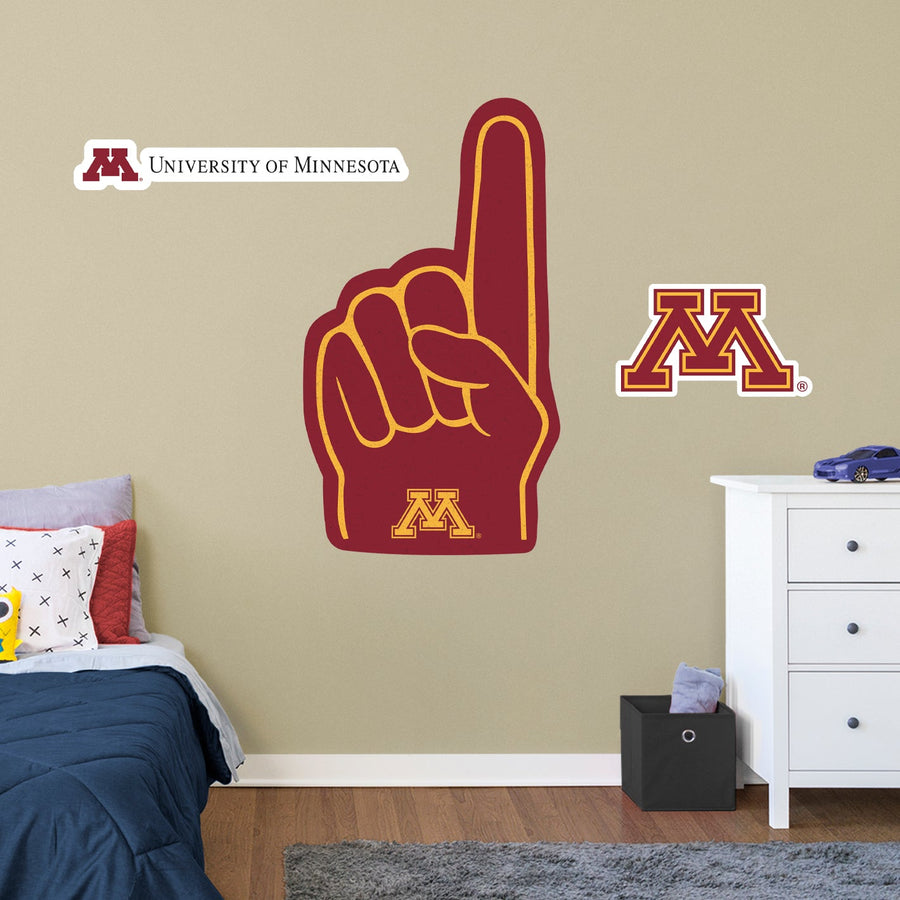 Minnesota Golden Gophers - RealBig Foam Finger Collection - Official NCAA - Reusable Vinyl Wall Decals