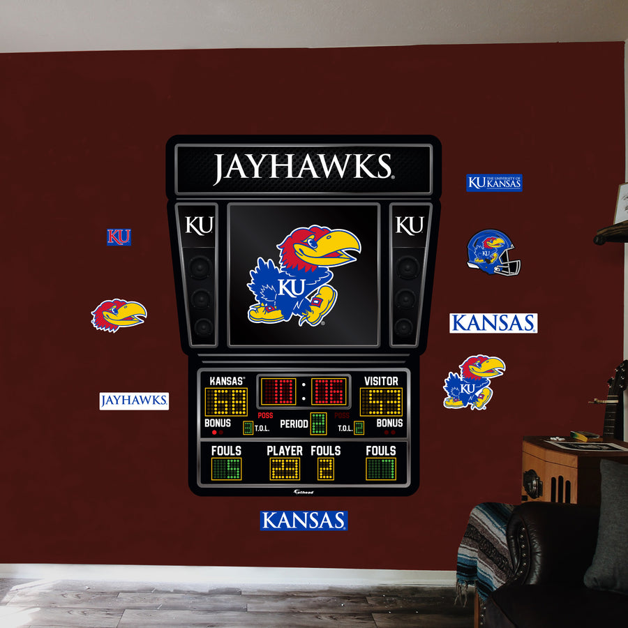 Kansas Jayhawks - RealBig Basketball Scoreboard Collection - Official NCAA - Kansas Jayhawks - Reusable Vinyl Wall Decals