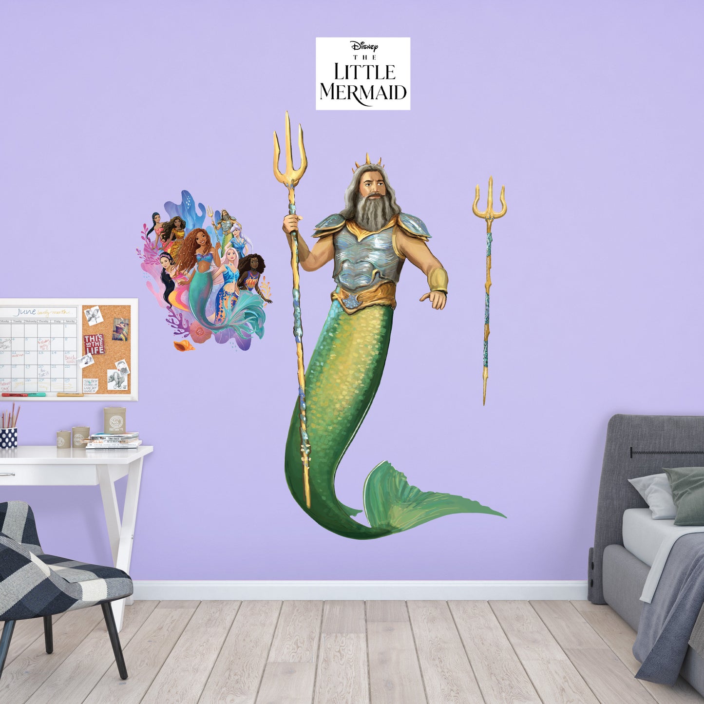 The Little Mermaid: King Triton Shimmering Seas RealBig        - Officially Licensed Disney Removable     Adhesive Decal