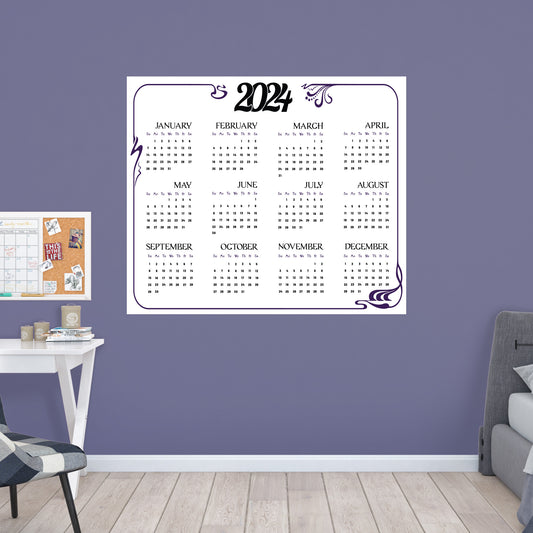 2024 Calendar:  Fancy Dry Erase        -   Removable     Adhesive Decal