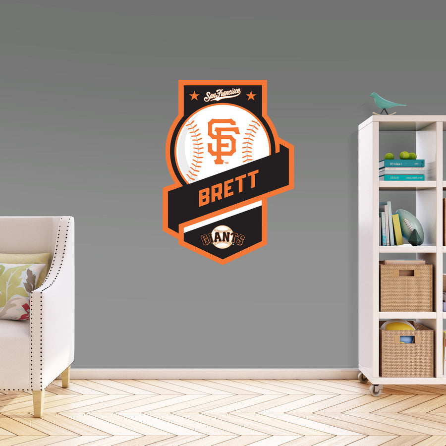 San Francisco Giants - Banner Badge - With Personalized Name - Official MLB - Vinyl Transfer Decal