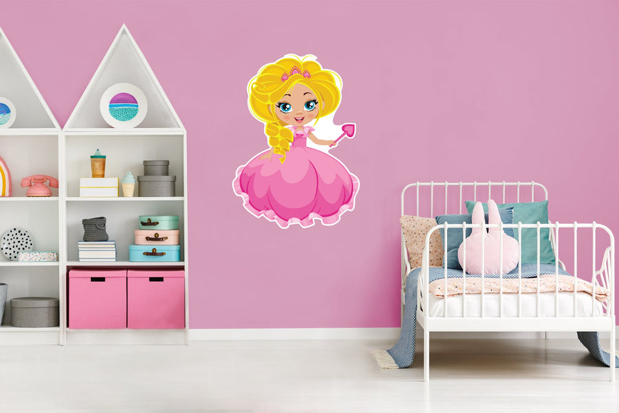 Nursery: Princess Pink Dress Character        -   Removable Wall   Adhesive Decal