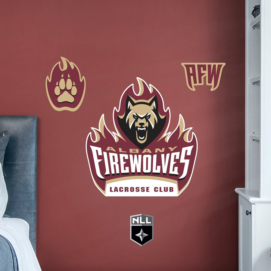 Albany FireWolves:   Logo        - Officially Licensed NLL Removable     Adhesive Decal
