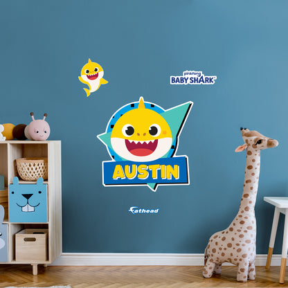 Baby Shark: Baby Shark Retro Personalized Name Icon - Officially Licensed Nickelodeon Removable Adhesive Decal